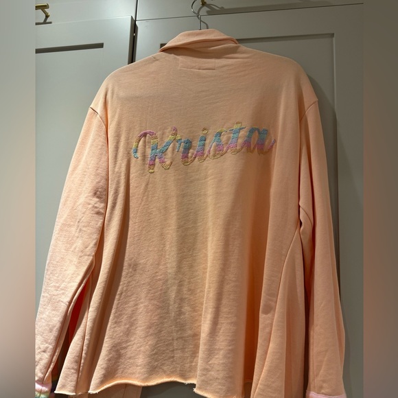 Pitusa customized “Krista” jacket/shacket.  One size.  Peach/rainbow NWT - Picture 3 of 4